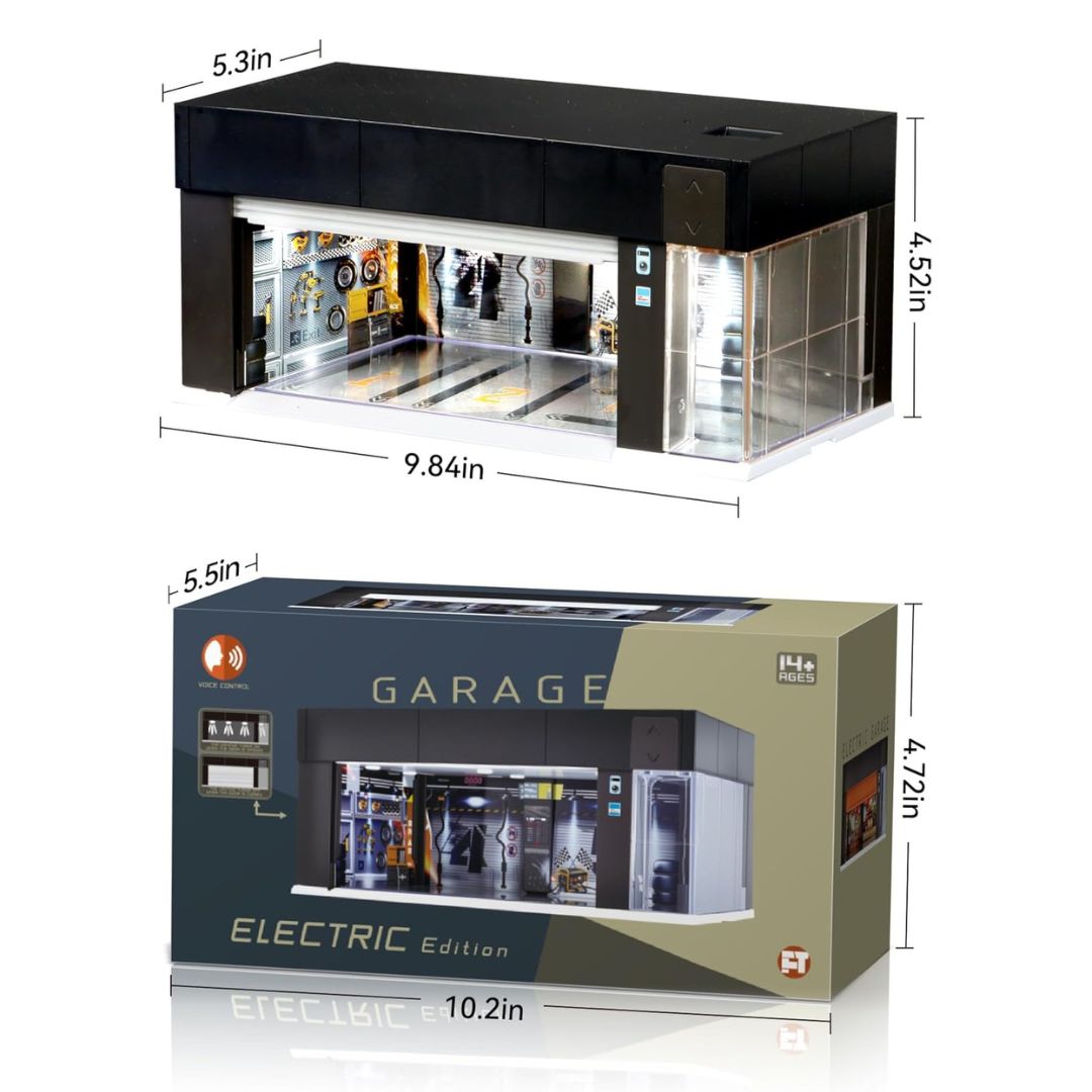 Electric Motorized Garage Diorama With Lights and Voice Control for 1:64 Diecast Scale Models - USB chargeable and Battery Operated - Select From Drop Down (No Cod Allowed On This Product) - Prepaid Orders Only