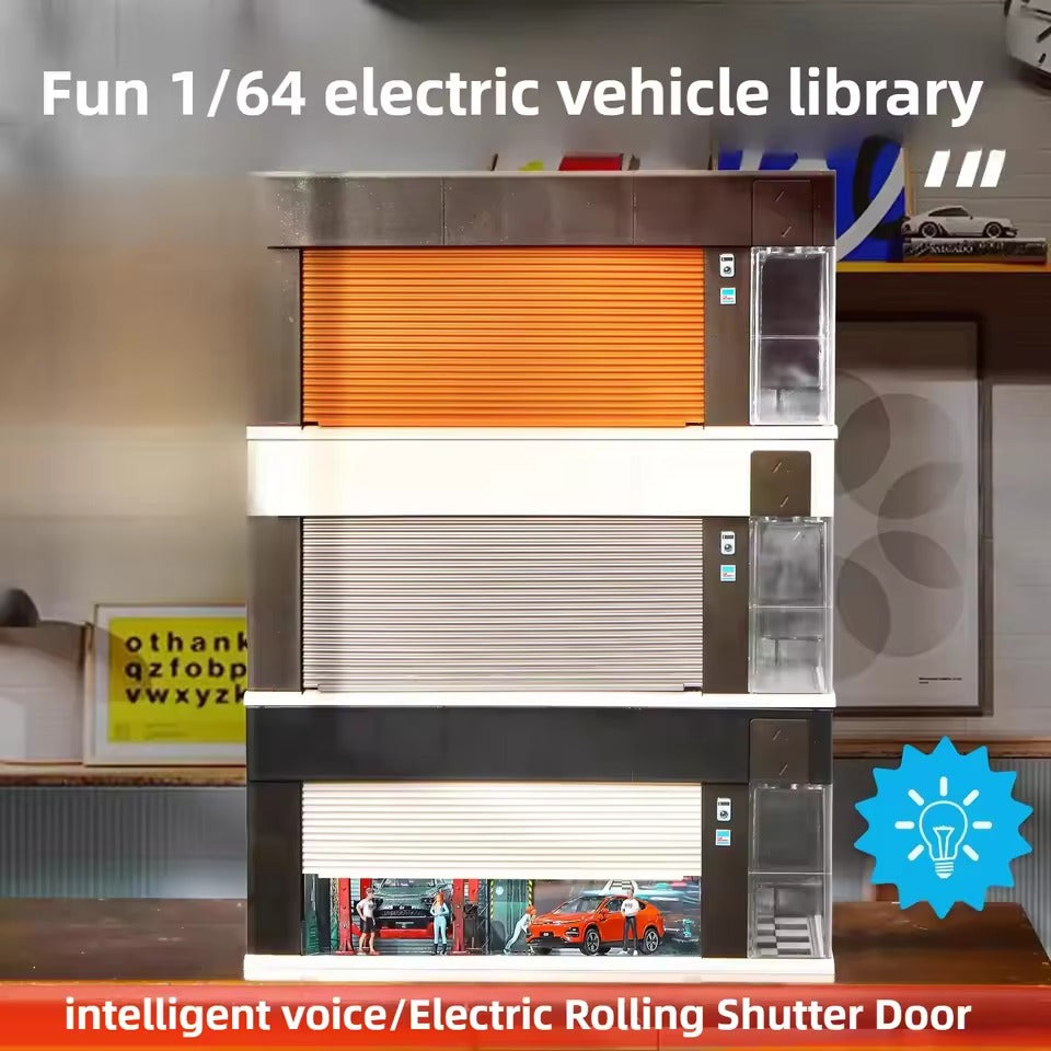 Electric Motorized Garage Diorama With Lights and Voice Control for 1:64 Diecast Scale Models - USB chargeable and Battery Operated - Select From Drop Down (No Cod Allowed On This Product) - Prepaid Orders Only