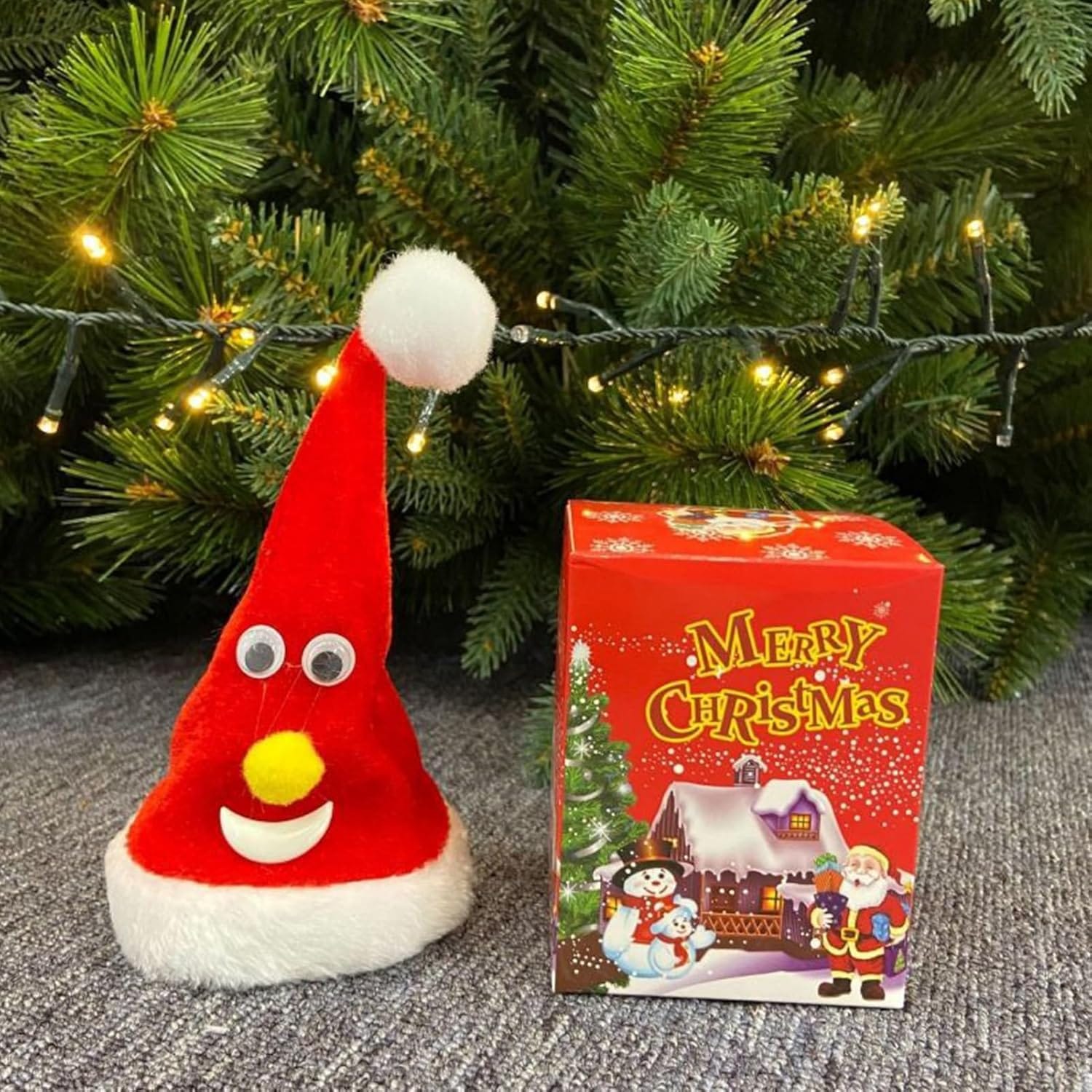 Decorative Moving Santa Cap ShowPiece With Sound - Battery Operated