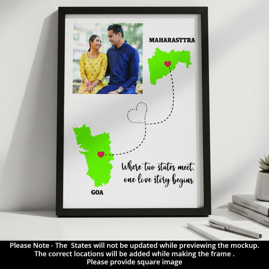 Personalised Dual States A4 Frame (No Cash On Delivery Allowed On This Product) - Prepaid Orders Only