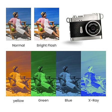 Mini Digital Camera with Filter Modes, 720p HD Video, Flashlight Keychain & Necklace (Choose From Drop Down Menu)