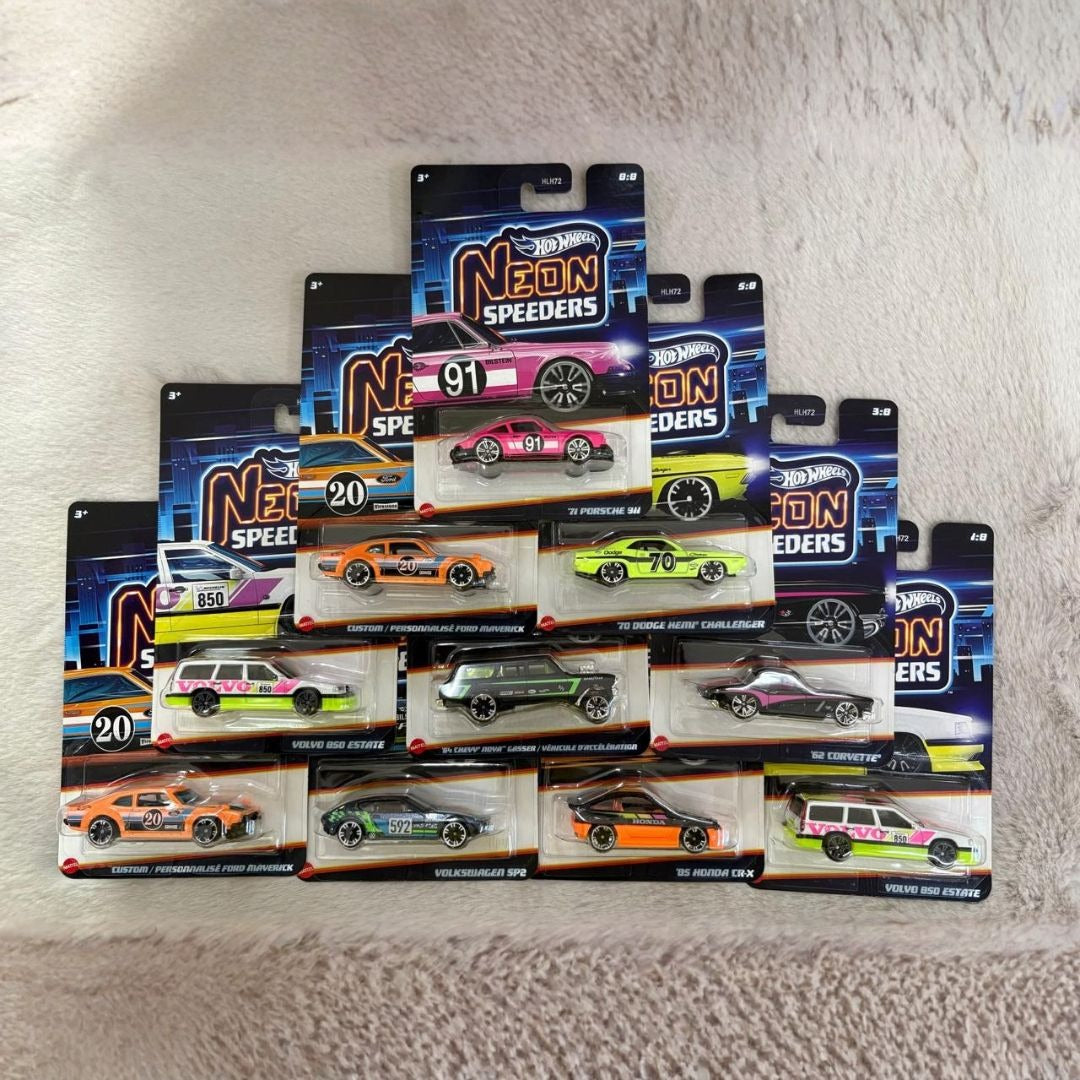 Hot Wheels Imported Neon Speeders Set of 10