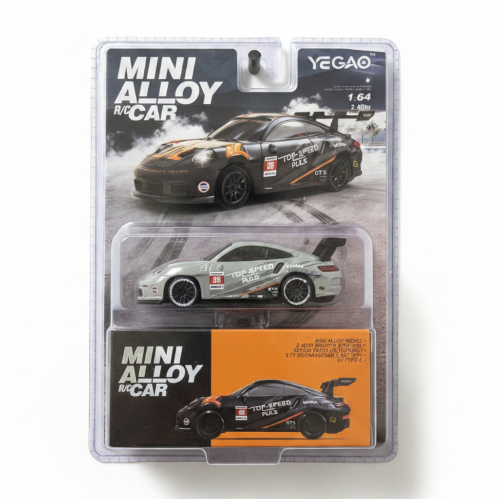 YEGAO Porsche 1:64 Mini RC Alloy Sports Drift Car 2.4GHz Remote Control Car | Grey Controller