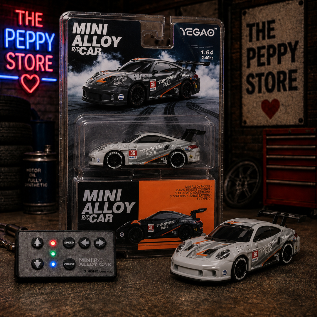 YEGAO Porsche 1:64 Mini RC Alloy Sports Drift Car 2.4GHz Remote Control Car | Grey Controller