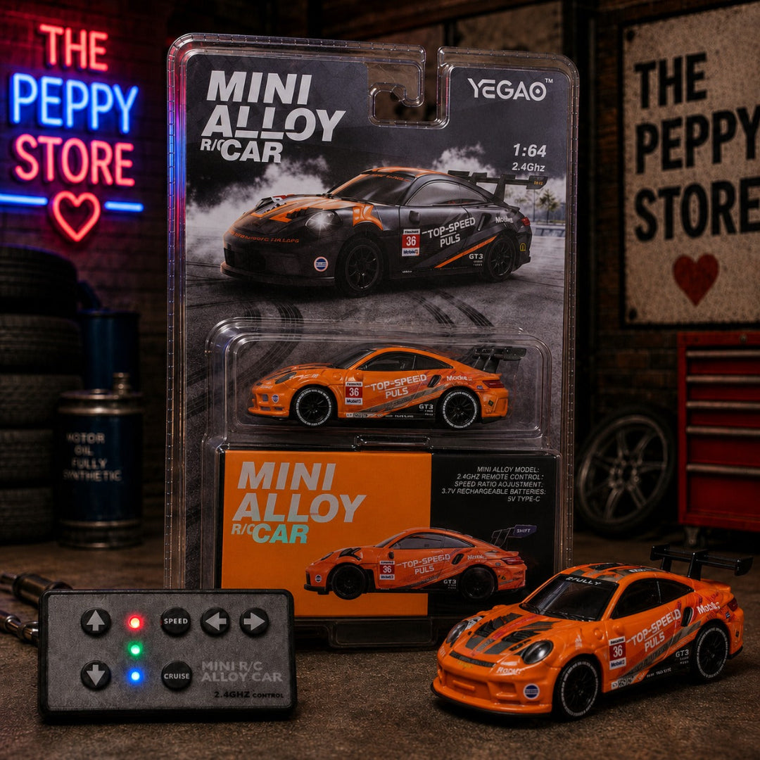 YEGAO Porsche 1:64 Mini RC Alloy Sports Drift Car 2.4GHz Remote Control Car | Orange Die-Cast Racing Car with