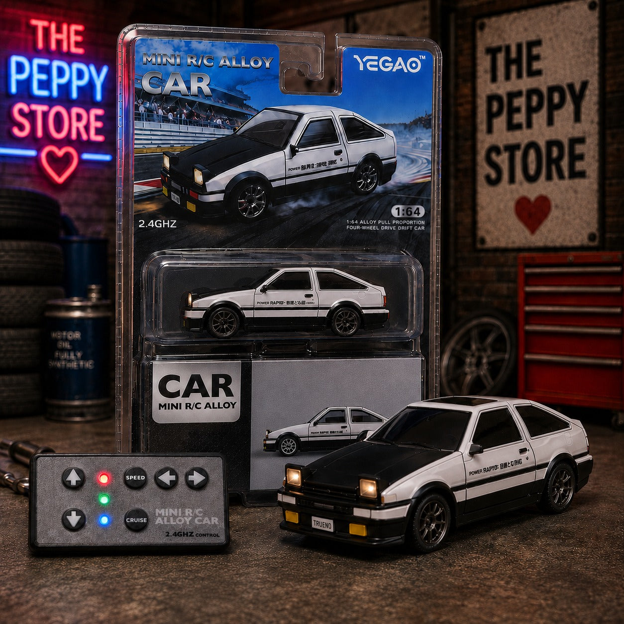 Yegao Toyota AE86 Sprinter Trueno Scale 1:64 Mini 2.4 GHZ Remote Control Alloy Full Proportion Four-Wheel Drive Drift Car