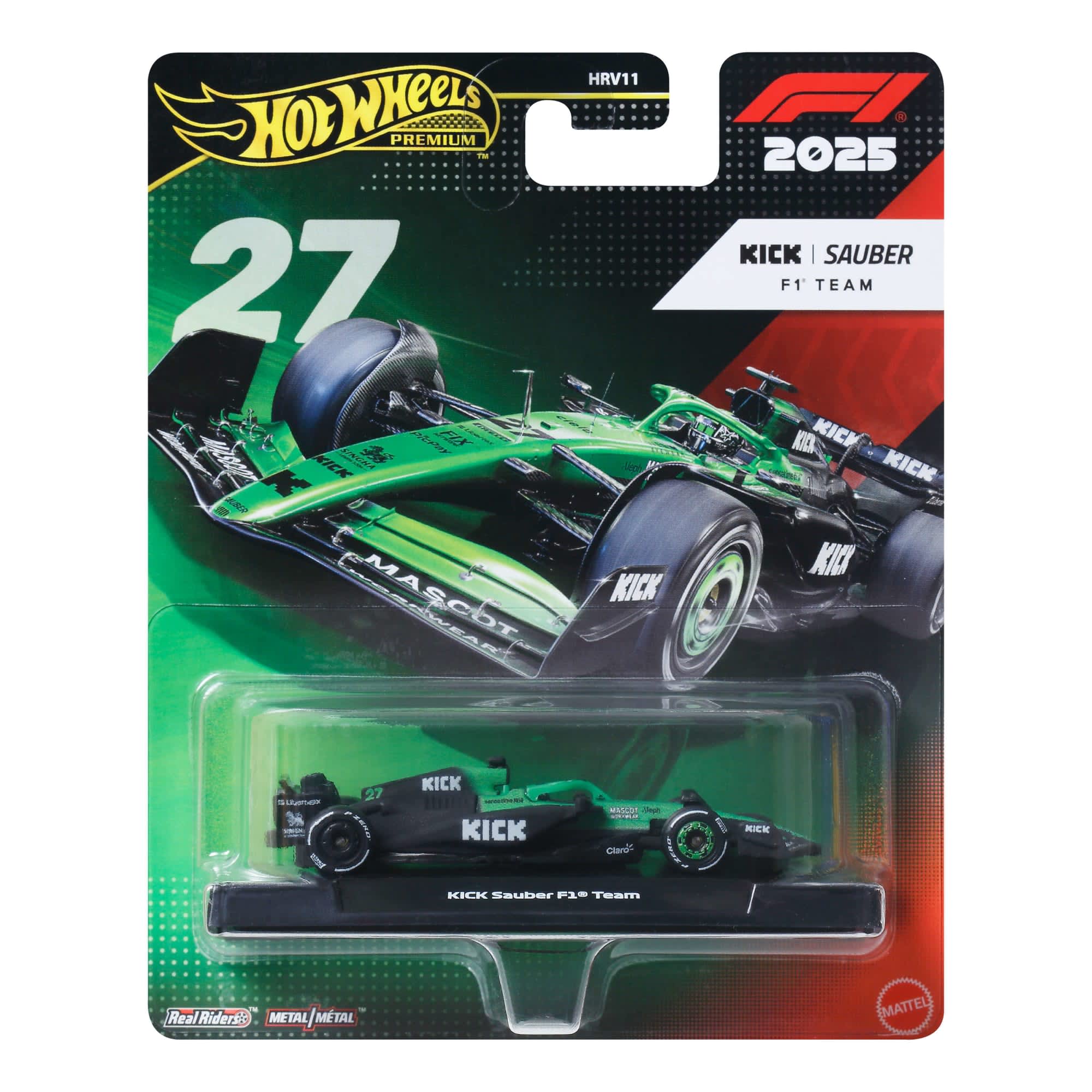 Hot Wheels Scale 1:64 Premium Formula F1 2025 Diecast Model Cars - Kick Sauber Formula 1 Team (#27)