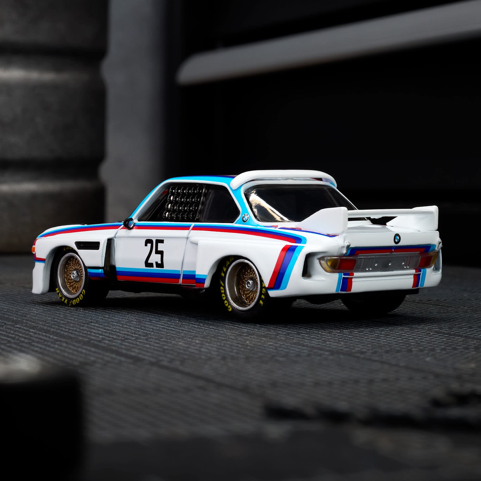 Hot Wheels Scale 1:64 Imported Elite 64 1975 BMW 3.0 CSL Race Vehicle Exclusive Collection