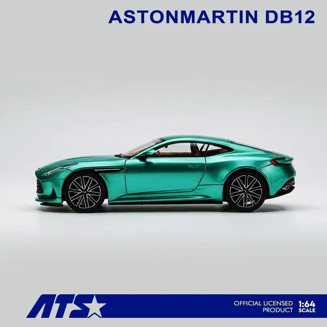 ATS Aston Martin DB12 Green 1:64 Scale Diecast Model Car with Display Case