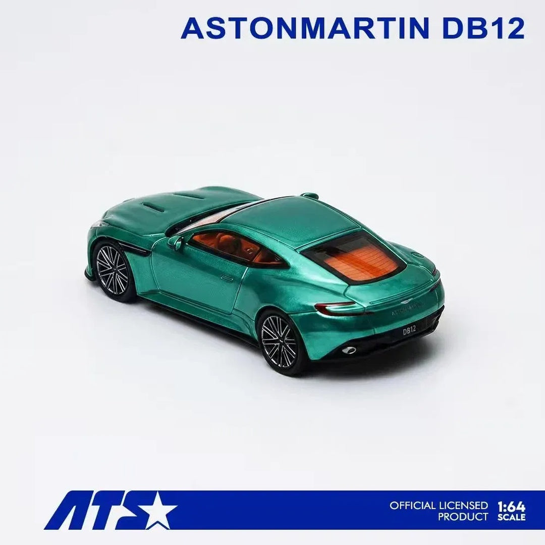 ATS Aston Martin DB12 Green 1:64 Scale Diecast Model Car with Display Case