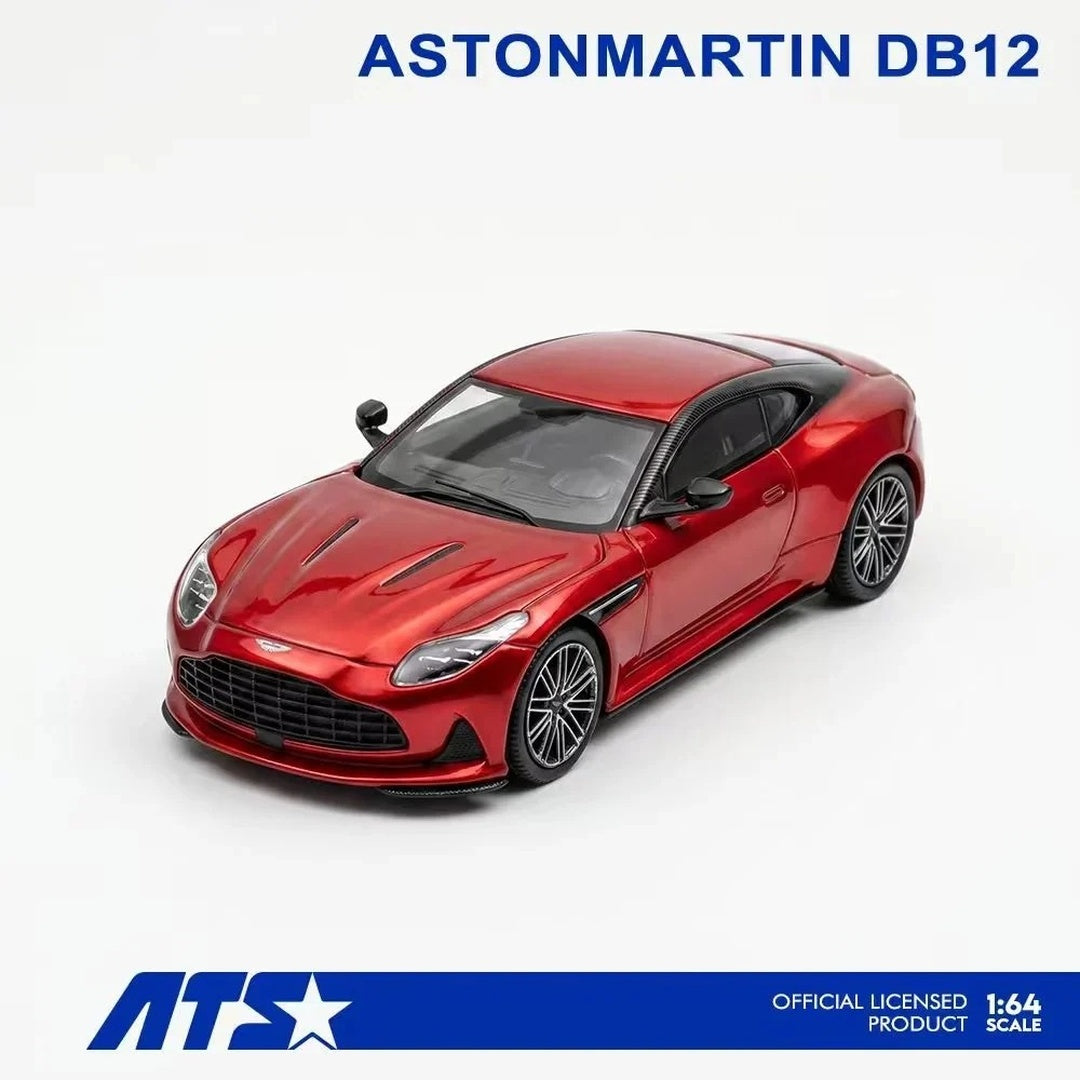 ATS Aston Martin DB12 Red 1:64 Scale Diecast Model Car with Display Case