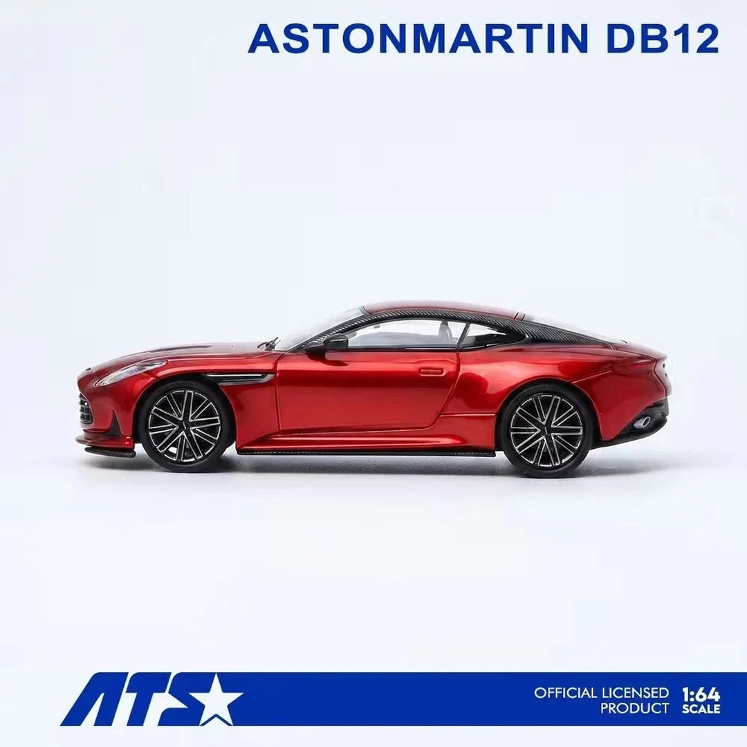 ATS Aston Martin DB12 Red 1:64 Scale Diecast Model Car with Display Case