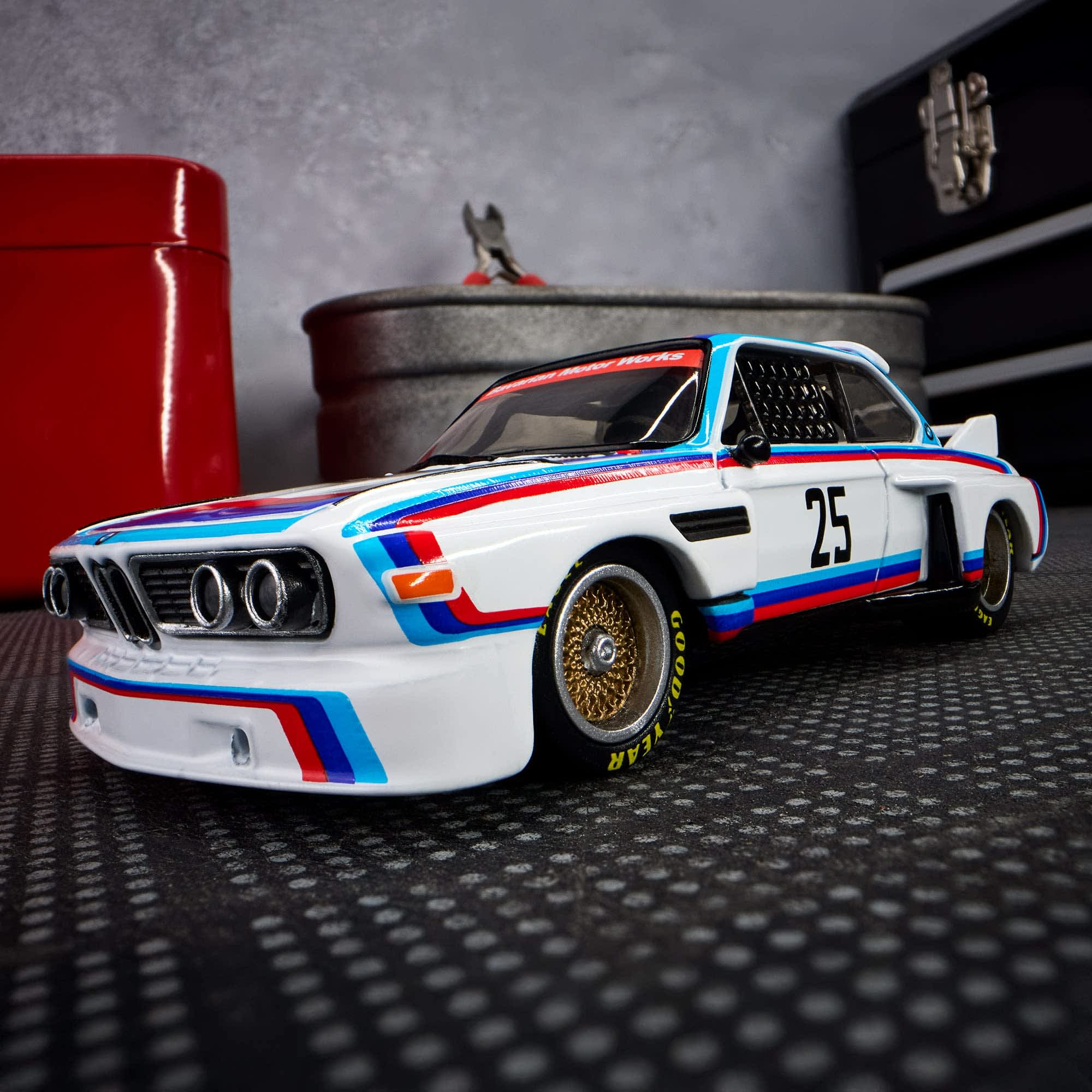 Hot Wheels Scale 1:64 Imported Elite 64 1975 BMW 3.0 CSL Race Vehicle Exclusive Collection