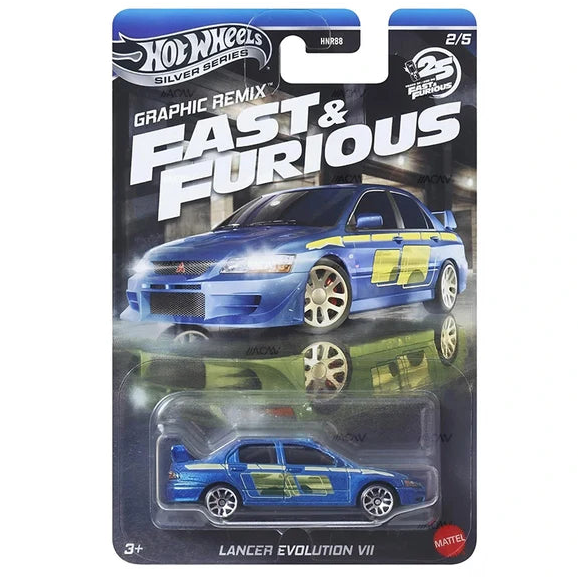 Hot Wheels Scale 1:64 Imported 2025 Fast and Furious Silver Series Graphic Remix - Set Of 5