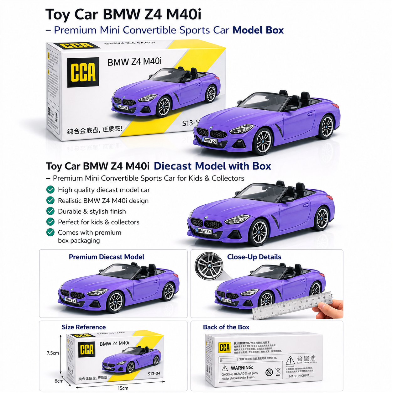 CCA BMW Z4 M40i Diecast Convertible – Premium 1:64 Scale Mini Sports Car Model
