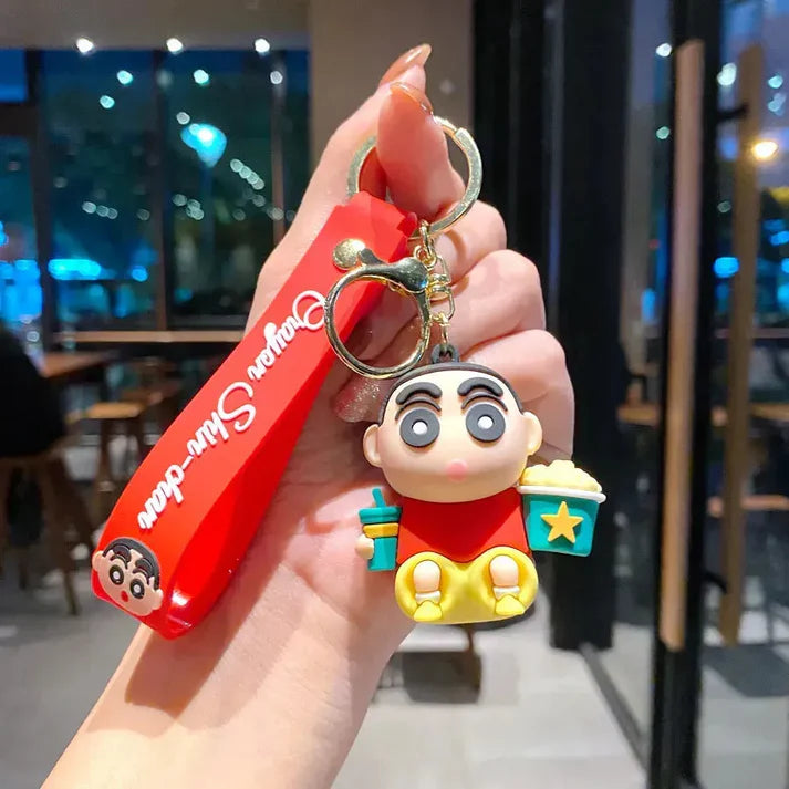 Foodie Shinchan 3D Silicon Keychain with Bagcharm and Strap