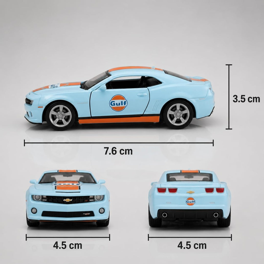 Scale 1:64 CCA Chevrolet Camaro SS Diecast Metal Model Car - Gulf Livery Size Comparison