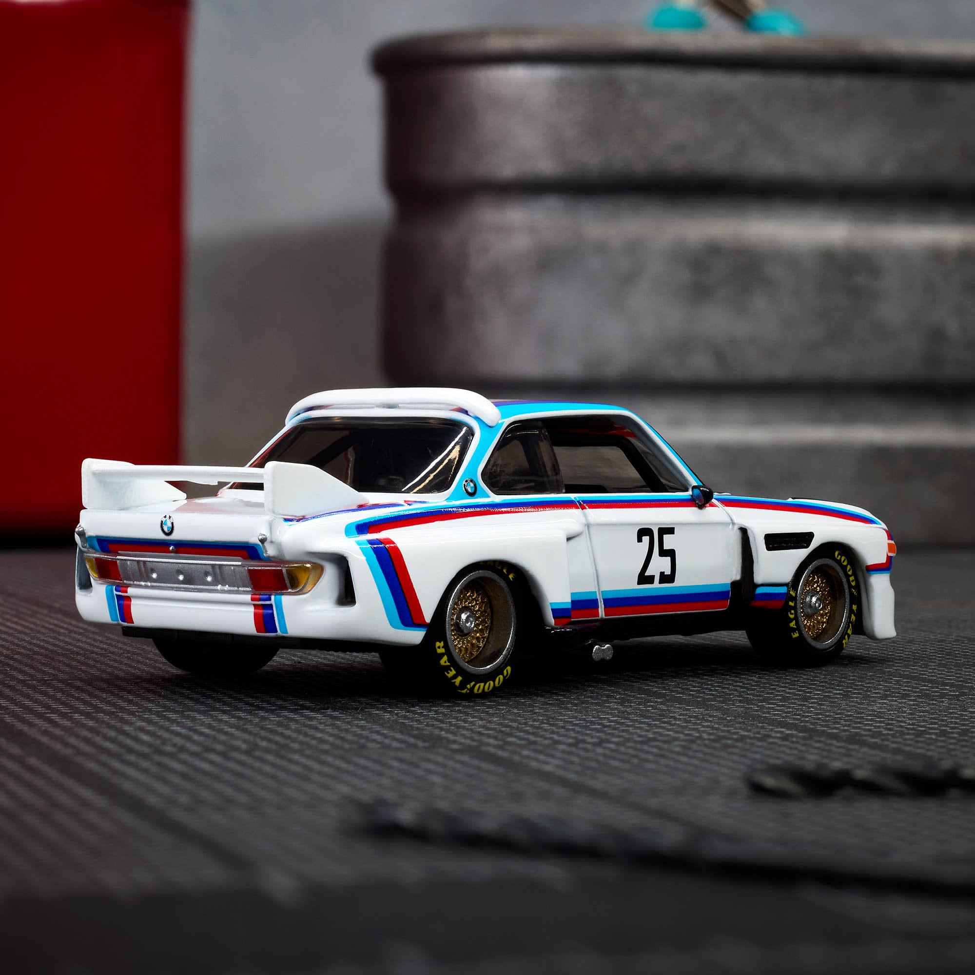 Hot Wheels Scale 1:64 Imported Elite 64 1975 BMW 3.0 CSL Race Vehicle Exclusive Collection