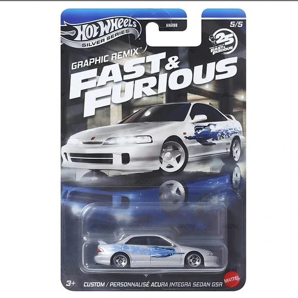 Hot Wheels Scale 1:64 Imported 2025 Fast and Furious Silver Series Graphic Remix - Set Of 5