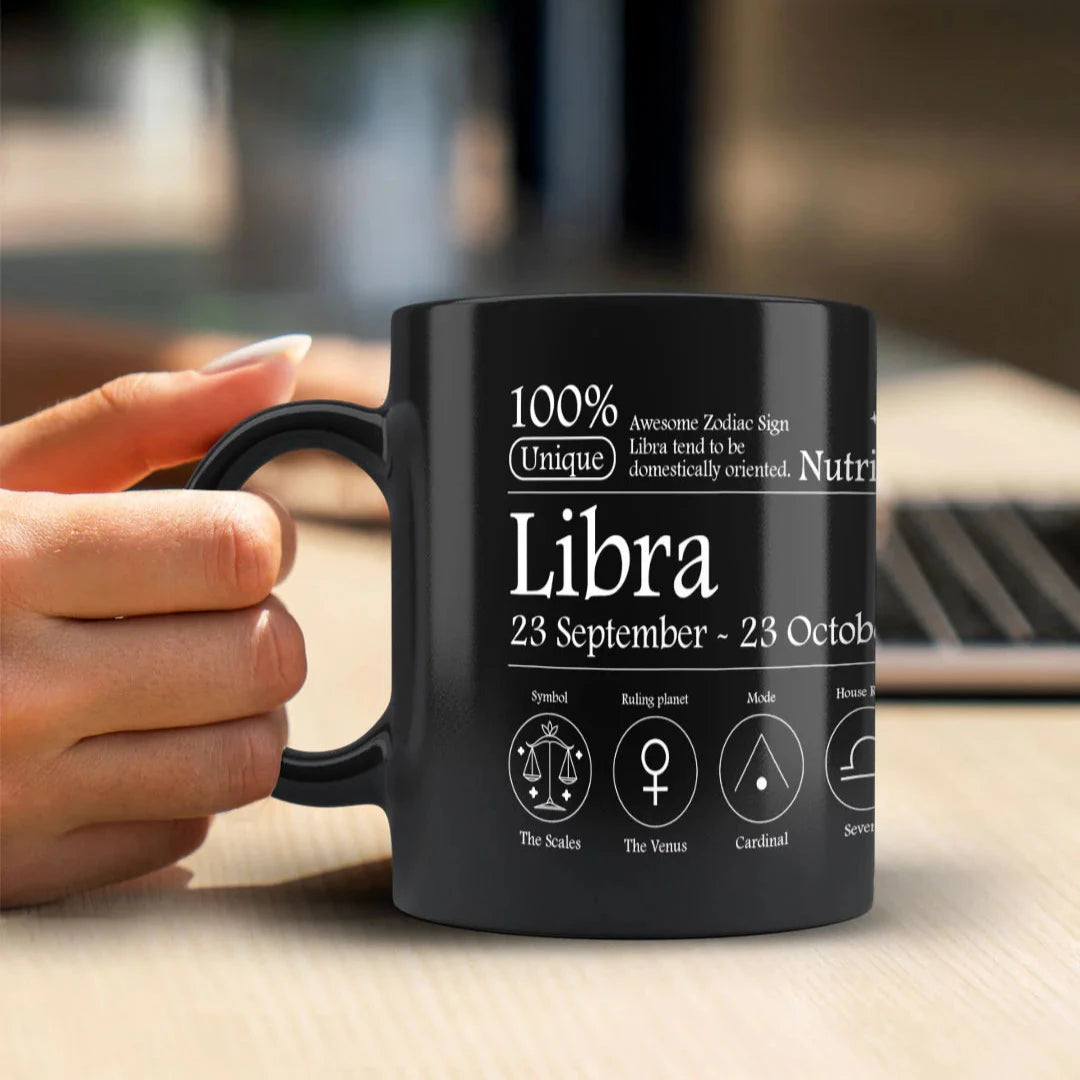 Libra Nutrition Facts - Ceramic Black Coffee Mug