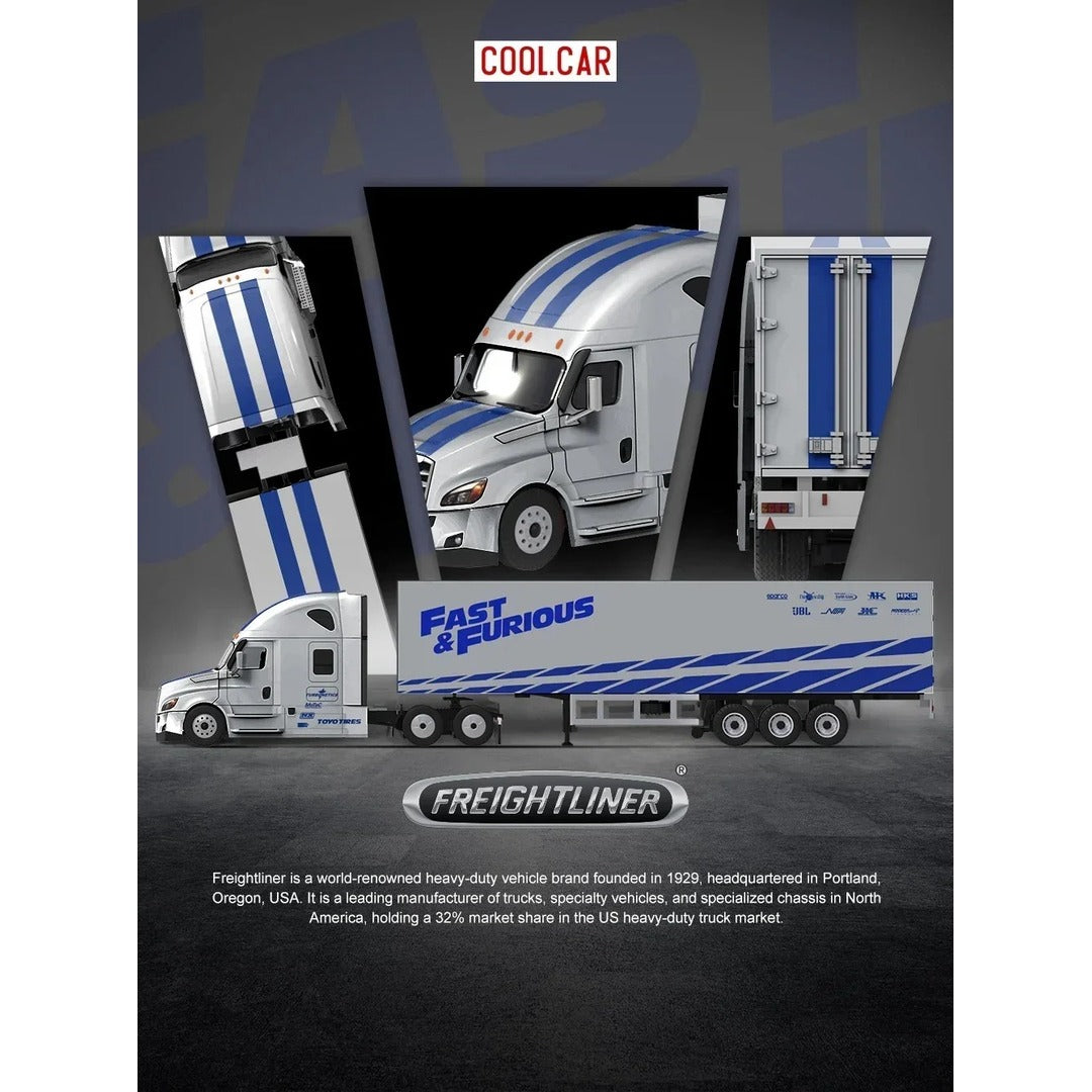 Cool Car Fast & Furious Freightliner Truck with Trailer 1:64 Scale Simulated Alloy Diecast Model
