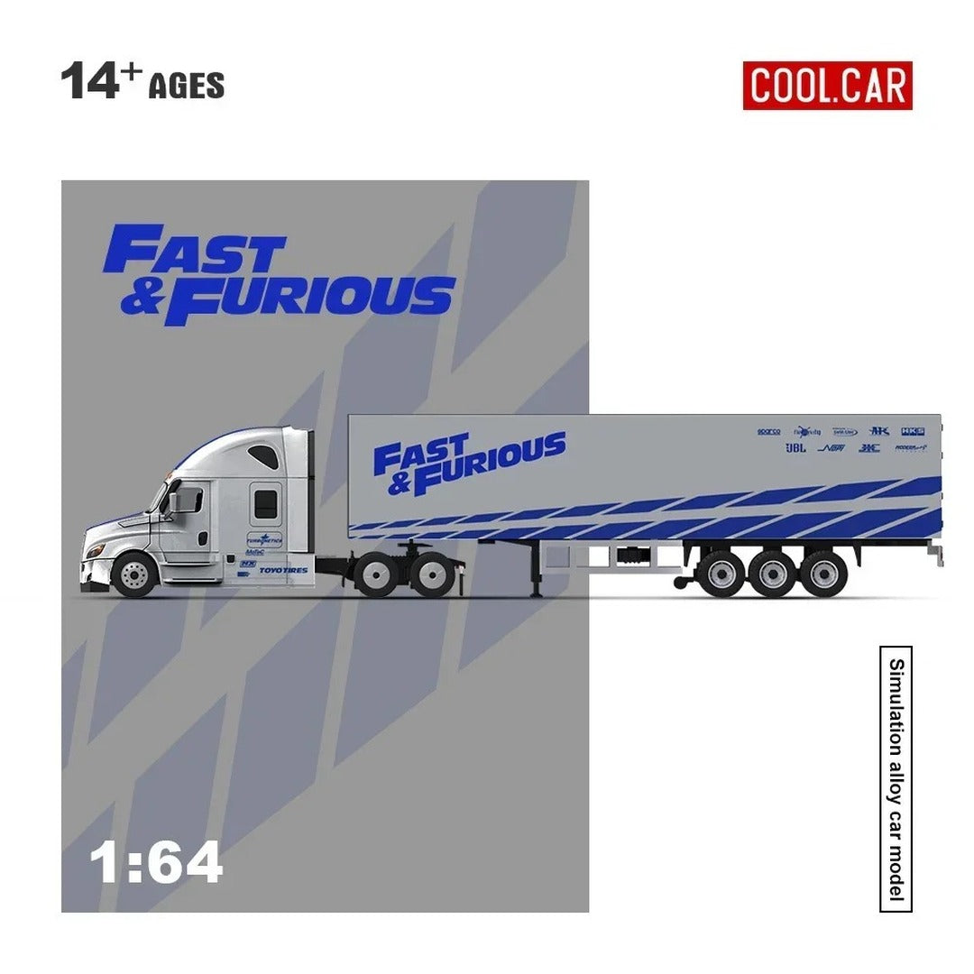 Cool Car Fast & Furious Freightliner Truck with Trailer 1:64 Scale Simulated Alloy Diecast Model