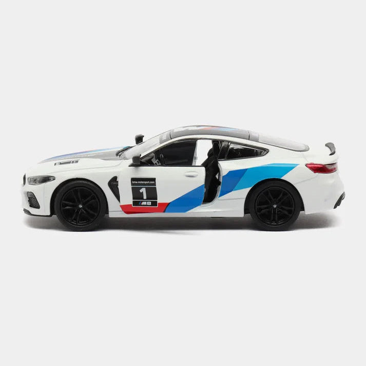 Kinsmart Metal Scale 1 : 38 Diecast Scale Model with Openable Doors and Pull Back Action - BMW M8 Competion Coupe Livery Edition