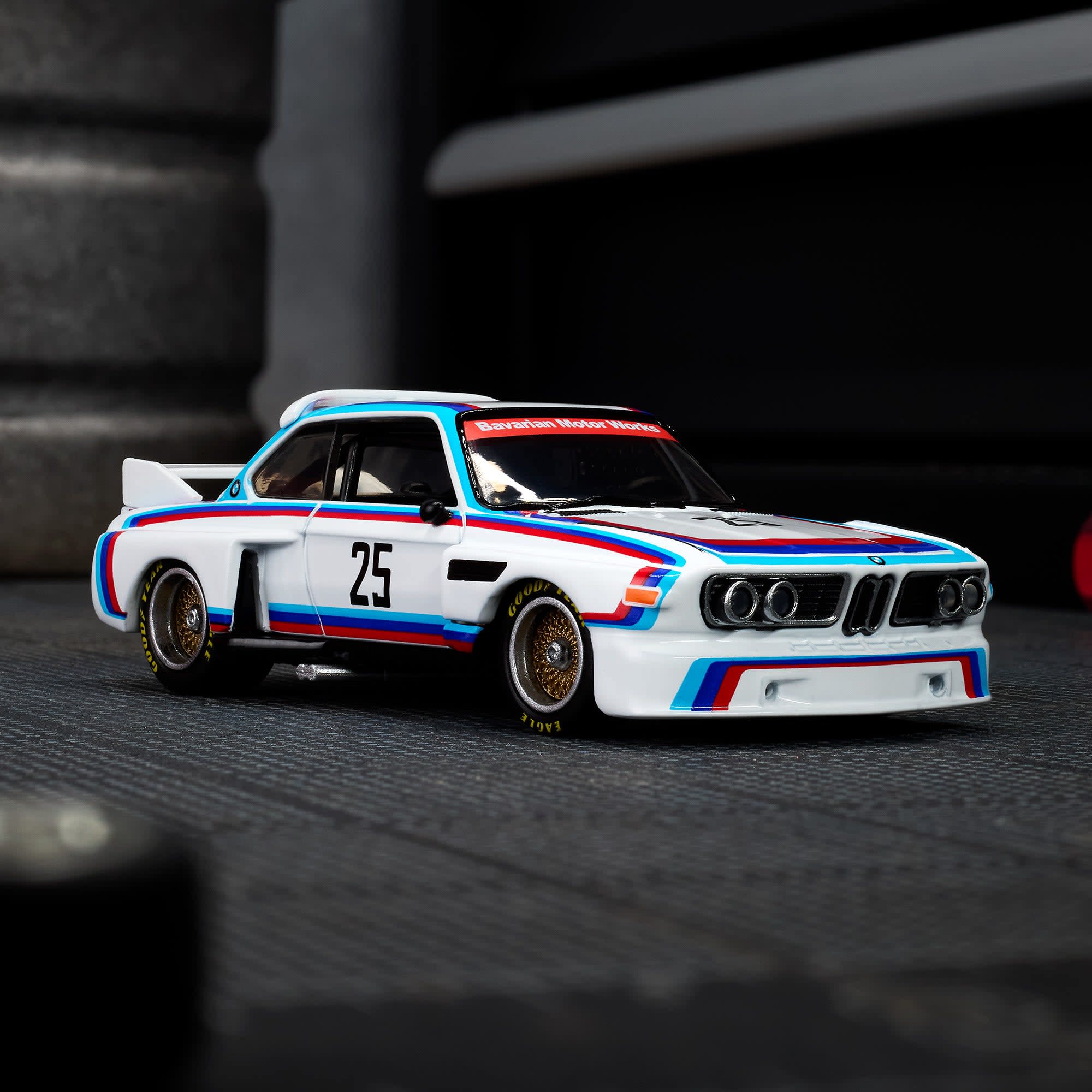 Hot Wheels Scale 1:64 Imported Elite 64 1975 BMW 3.0 CSL Race Vehicle Exclusive Collection