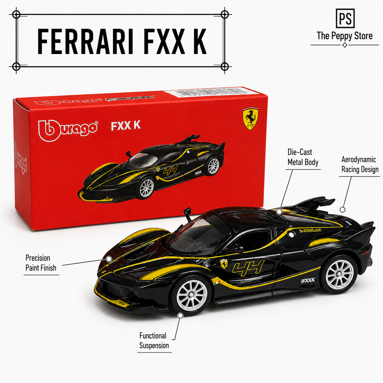 Official Bburago Fxx K Black-1:64 Diecast Scale Model