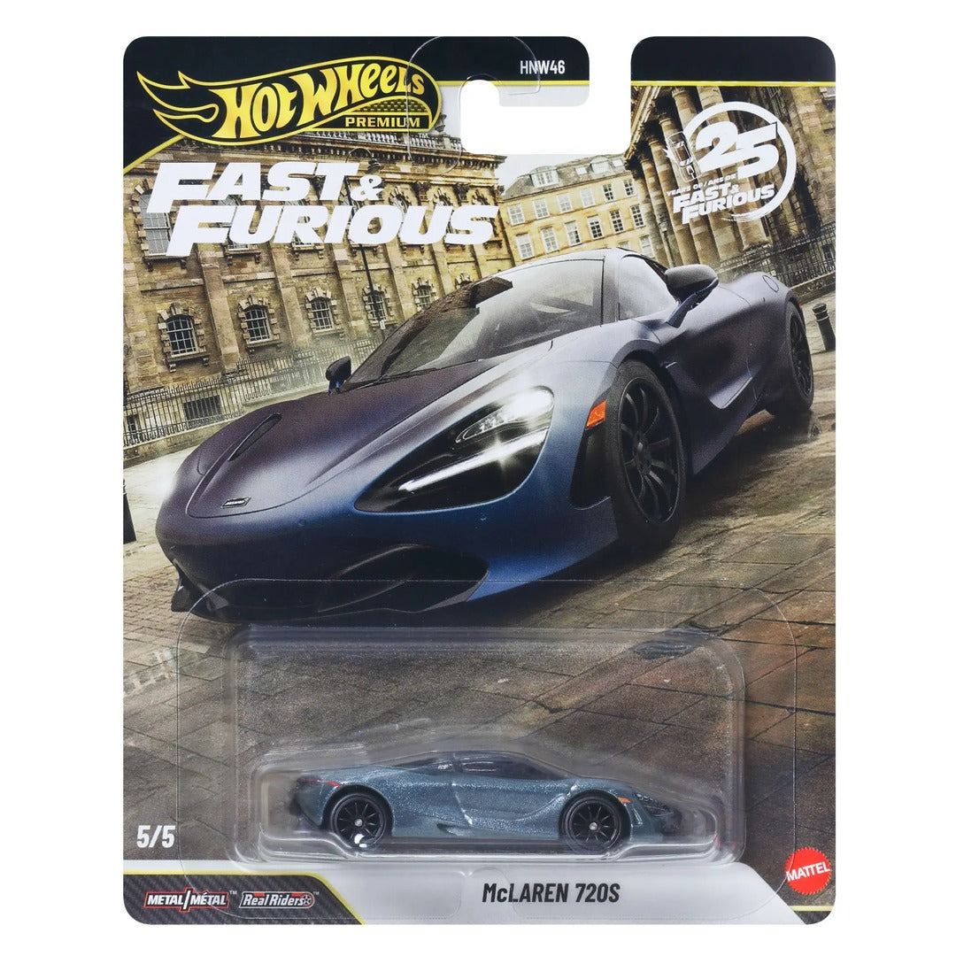 Hot Wheels Premium Fast & Furious McLaren 720S 1:64 diecast model blister card packaging