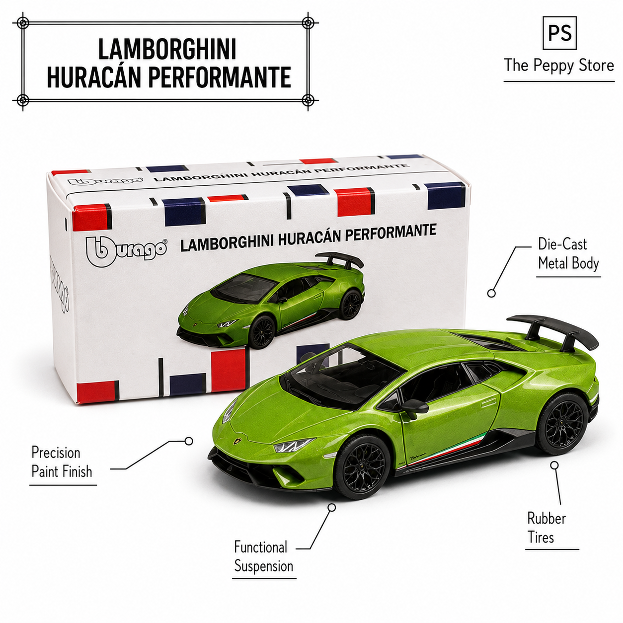 Official Bburago Lamborghini Huracan Perfomante - 1 : 64 Diecast Scale Model
