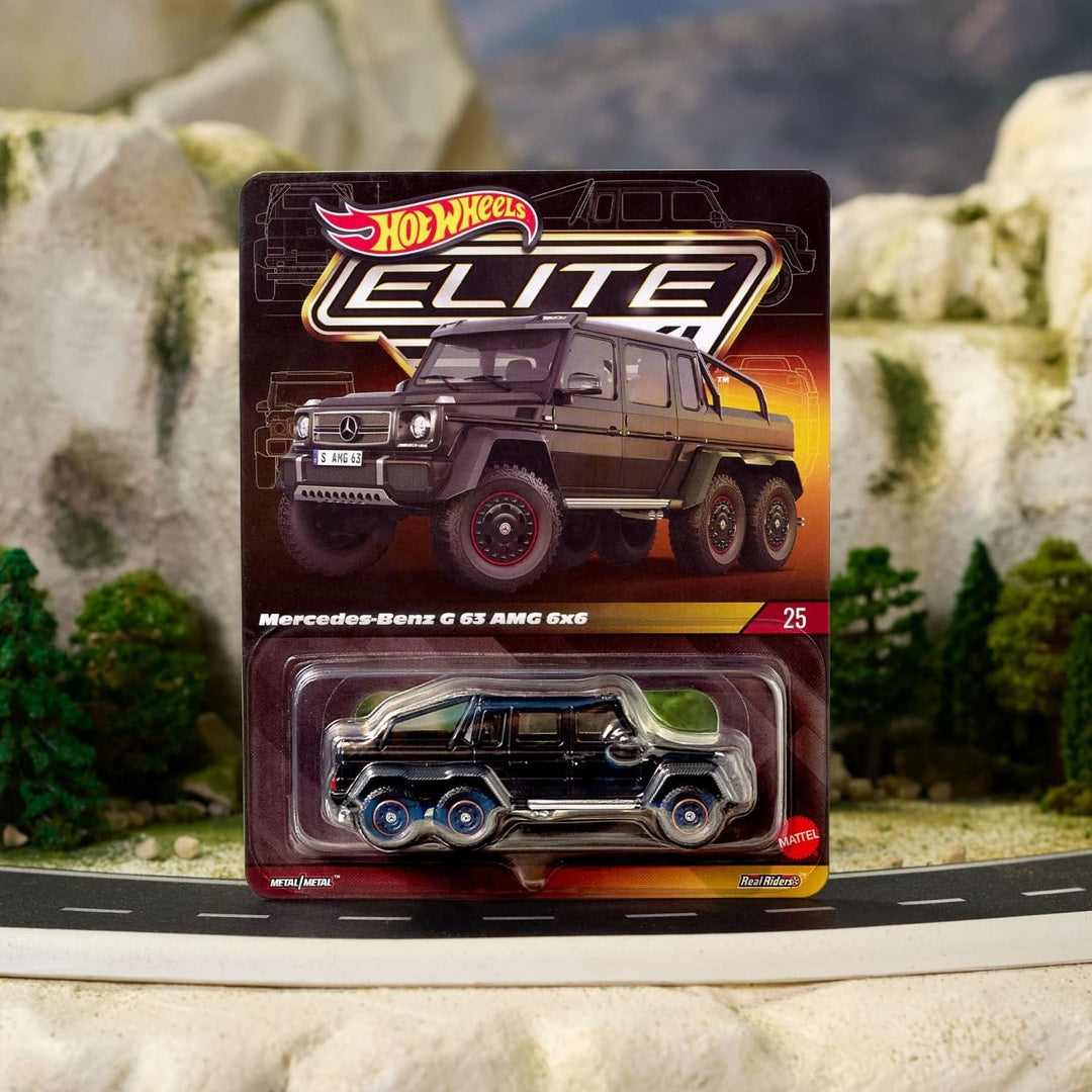 Hot Wheels Elite Mercedes-Benz G 63 AMG 6x6 1:64 Diecast Model Car - Packaging Diorama Shot