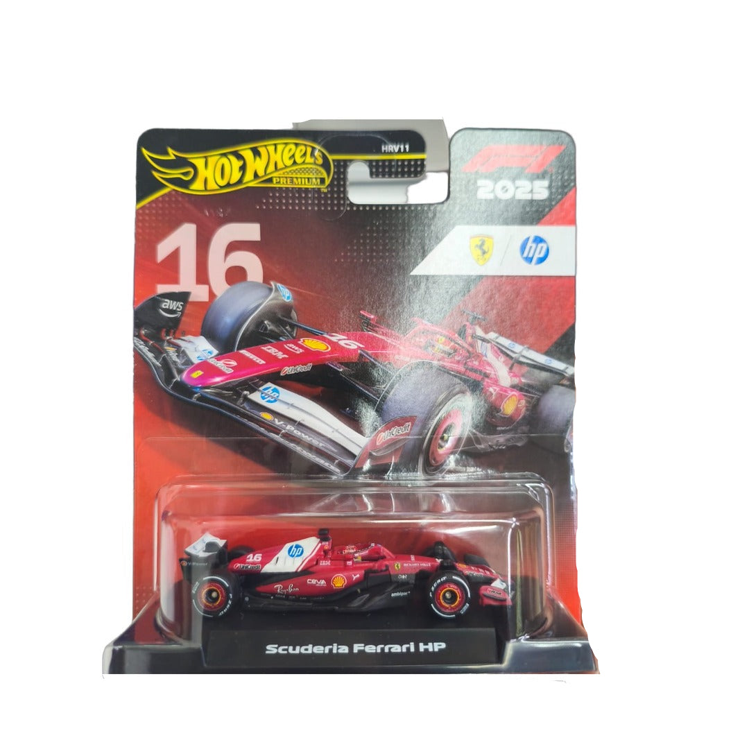 Hot Wheels Premium F1 2025 Scuderia Ferrari HP #16 die-cast car, square image
