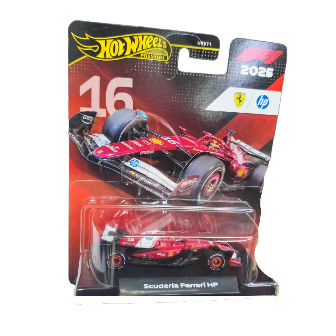 Hot Wheels Premium F1 2025 Scuderia Ferrari HP #16 die-cast car, square image detail