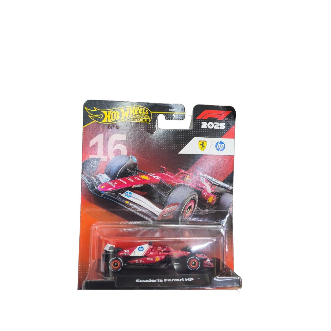 Hot Wheels Premium F1 2025 Scuderia Ferrari HP #16 die-cast car, square image view