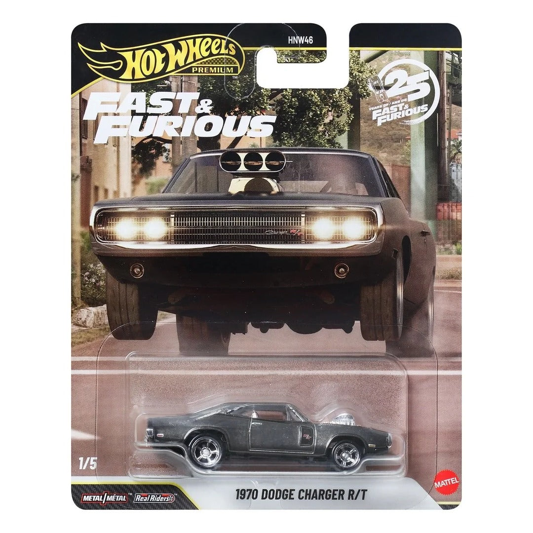Hot Wheels Premium Imported Fast & Furious 1970 Dodge Charger R/T Chase 1:64 Diecast Model Car with Blister