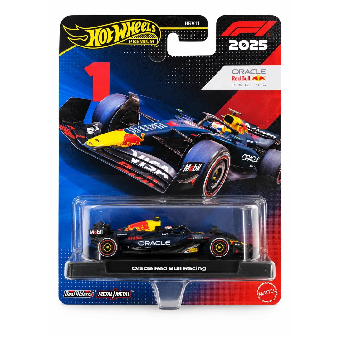 Hot Wheels Premium F1 2025 Oracle Red Bull Racing #1 1:64 diecast model car packaging, card code HRV11