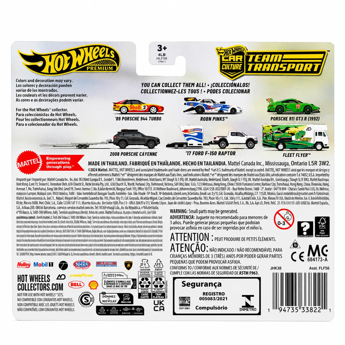 US Imported Hot Wheels Premium Car Culture Team Transport Porsche 911 GT3 R (992) with Fleet Flyer - packaging back