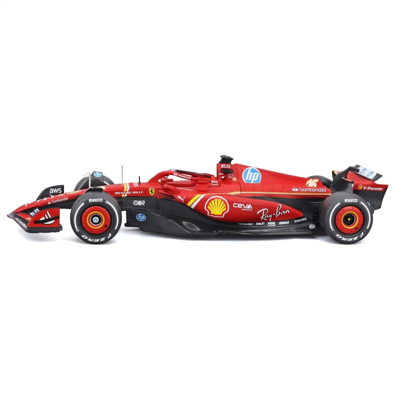 Bburago Ferrari SF-24 Charles Leclerc #16 1:24 Diecast F1 Model Car with Driver Figure