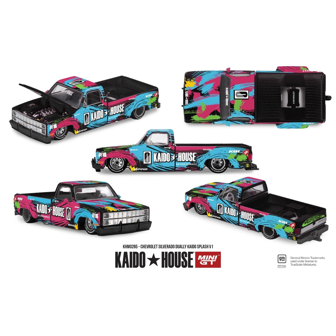 Kaido House x MINI GT Chevrolet Silverado Dually Kaido Splash V1 1:64 Diecast Model Car
