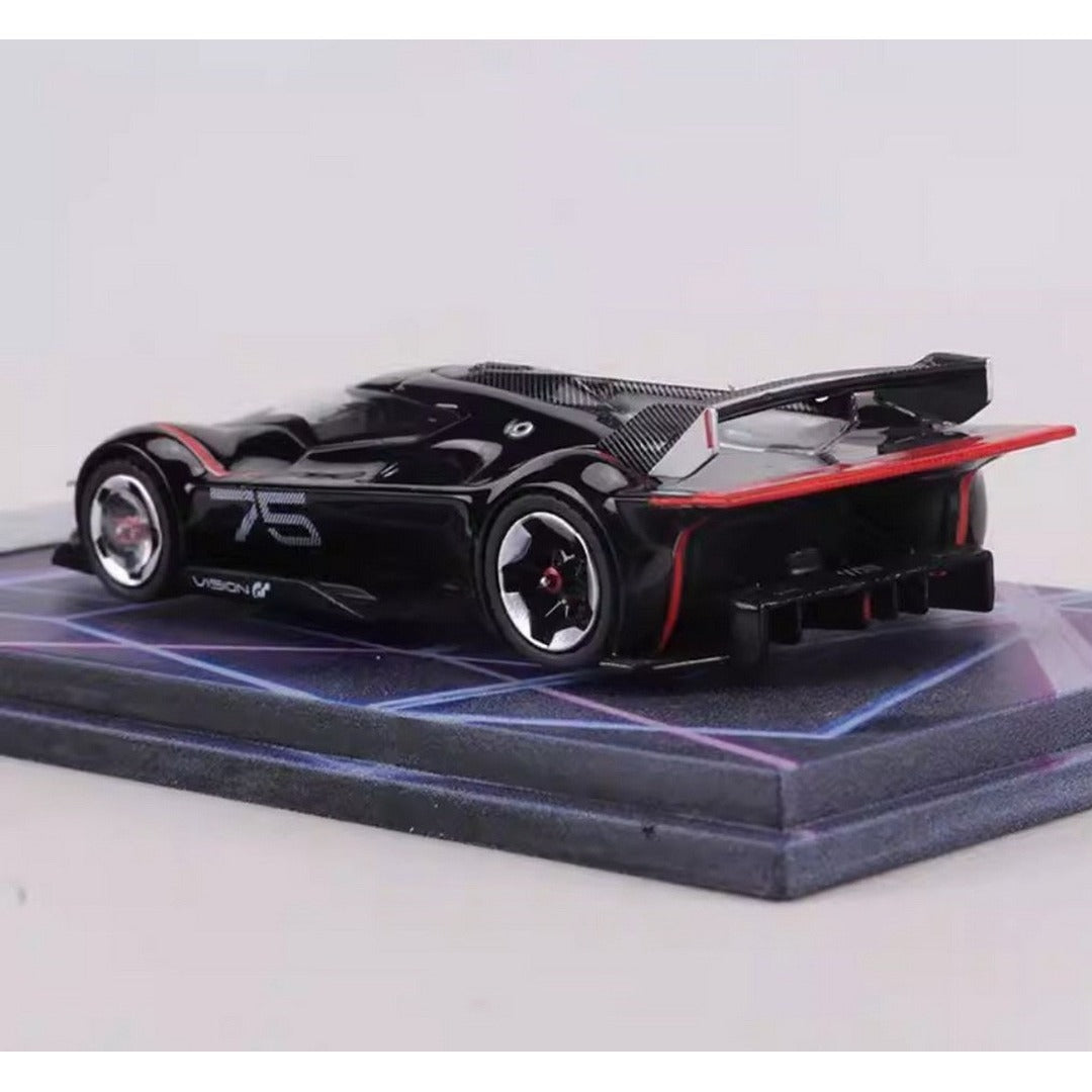 LMF Ferrari Vision Gran Turismo Black rear three-quarter view showing wing and diffuser