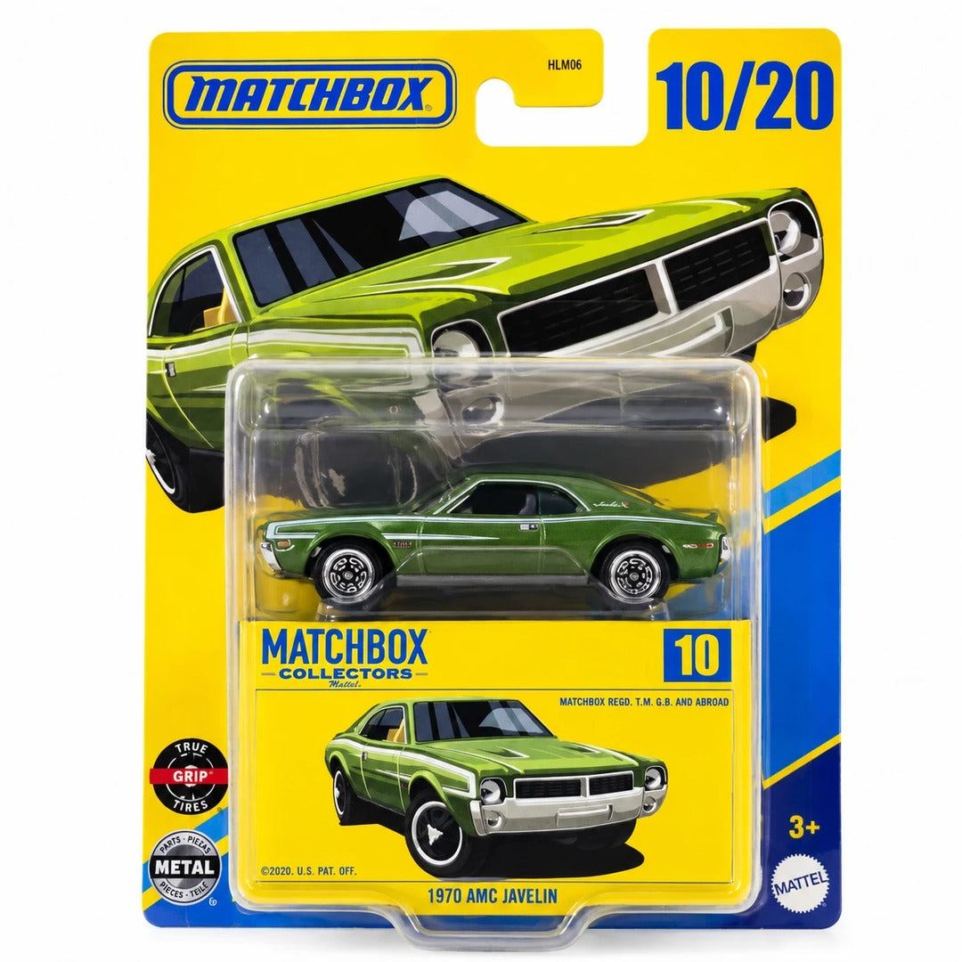 Matchbox 1970 AMC Javelin 1:64 diecast model front card artwork