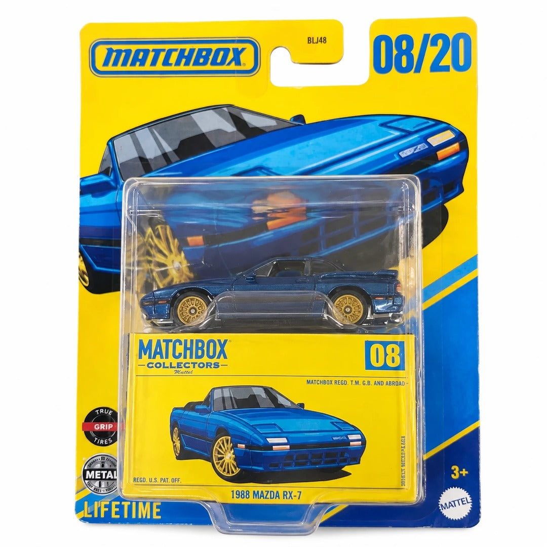 Matchbox 1988 Mazda RX-7 1:64 diecast model front card artwork
