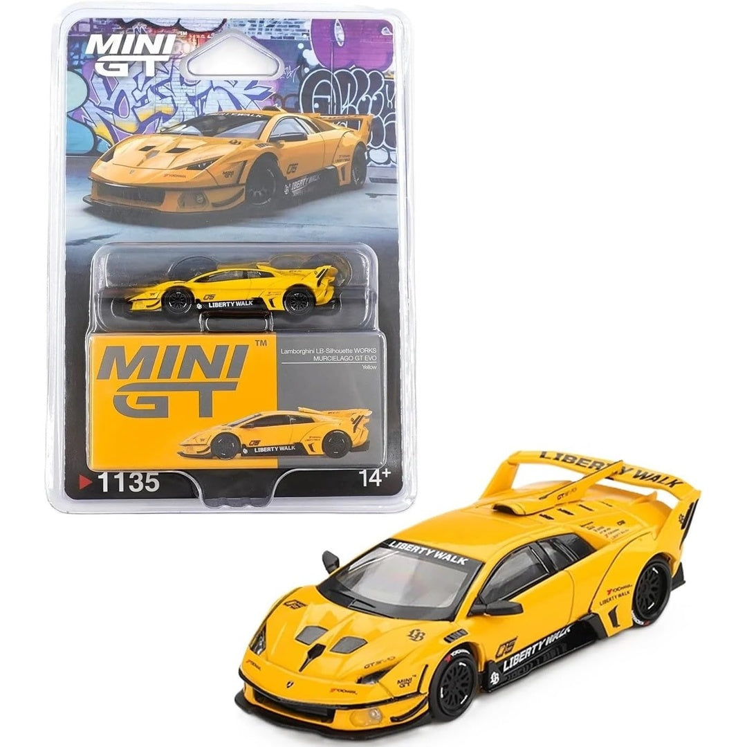 Mini GT #1135 Lamborghini LB-Silhouette WORKS Murcielago GT EVO Yellow 1:64 Diecast Model Car with Packaging