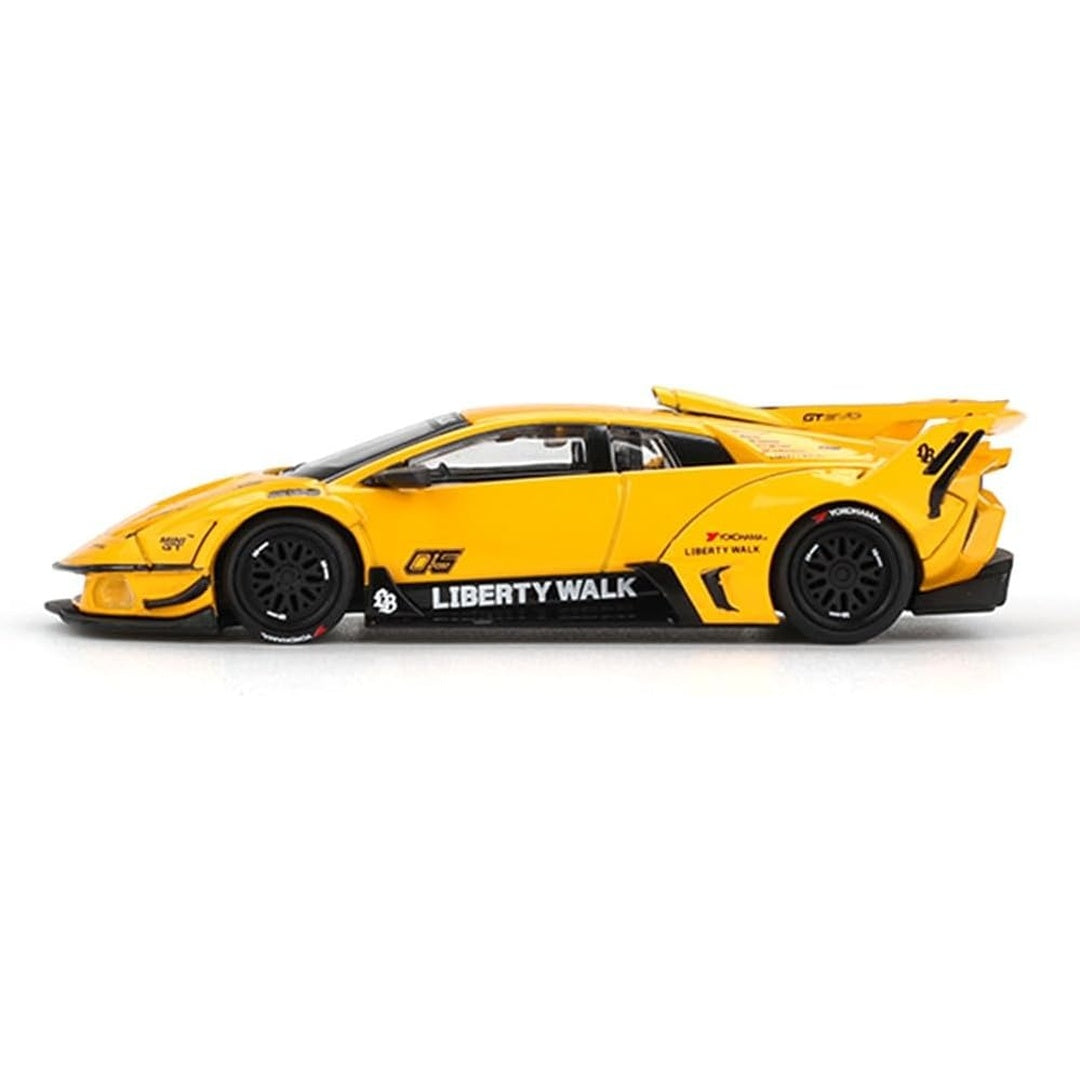 Mini GT #1135 Lamborghini LB-Silhouette WORKS Murcielago GT EVO Yellow 1:64 Diecast Model Car - Front View