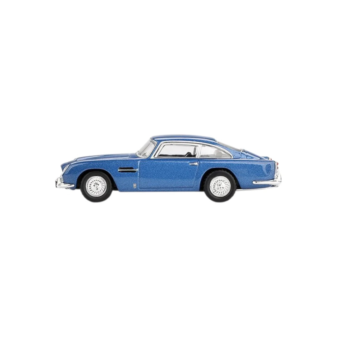 Mini GT #954 Aston Martin DB5 Sierra Blue 1:64 diecast model car - side profile
