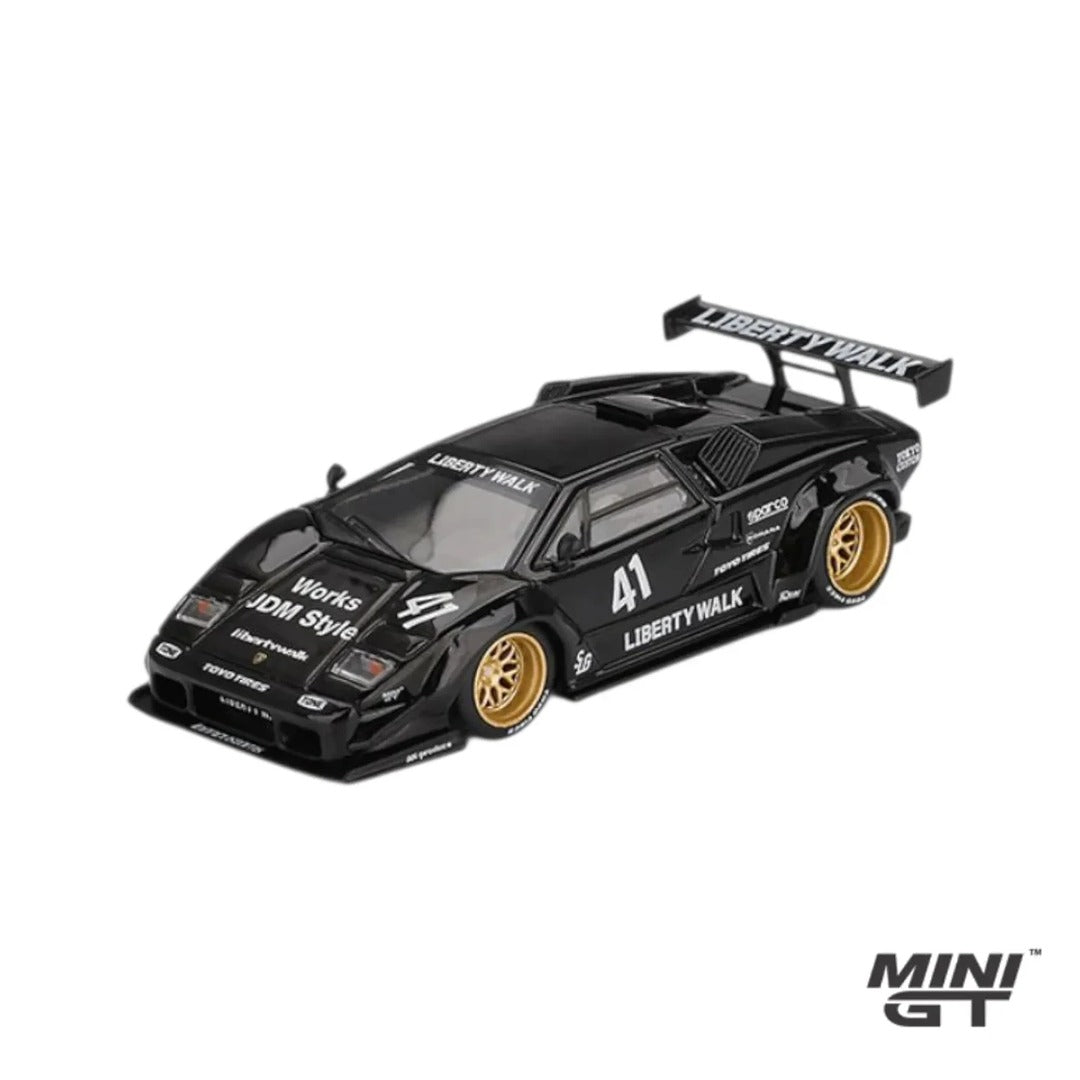 Mini GT #1081 Lamborghini Countach LB-Works Black Liberty Walk 1:64 Diecast Model Car