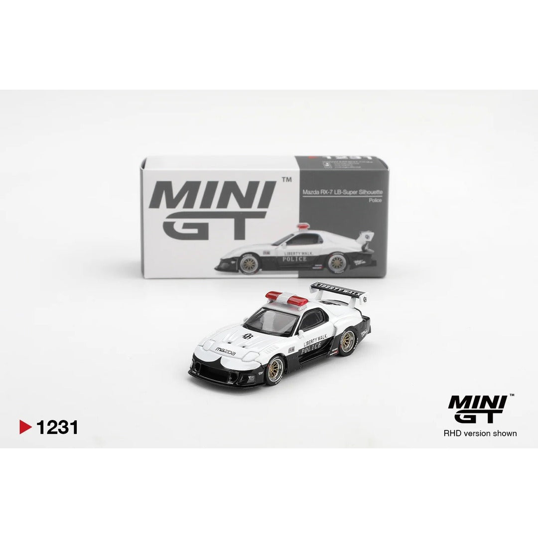 MINI GT #1231 Mazda RX-7 LB-Super Silhouette Police 1:64 Diecast Model Car