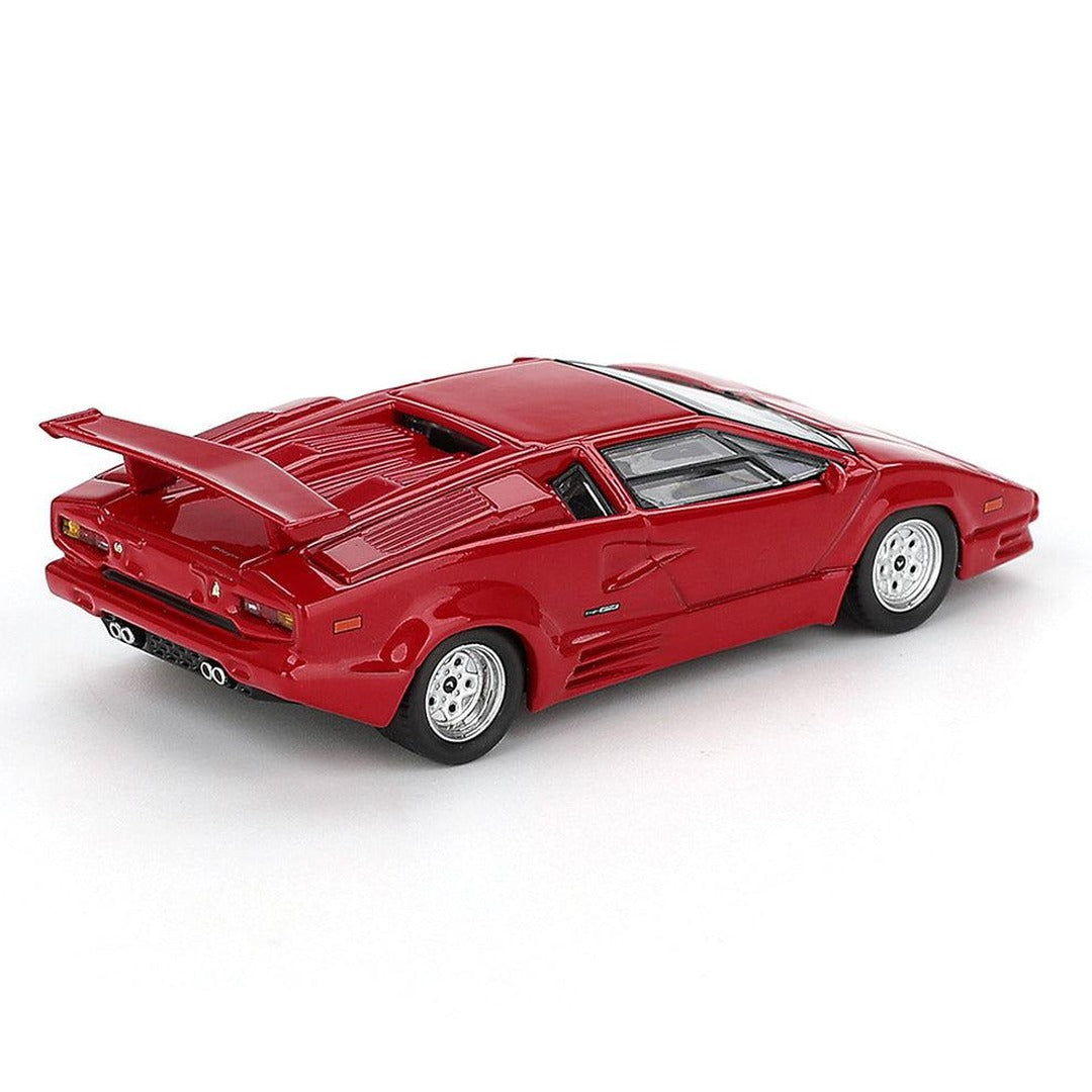 Mini GT 1192 Lamborghini Countach 25th Anniversary red 1:64 diecast model rear three-quarter view