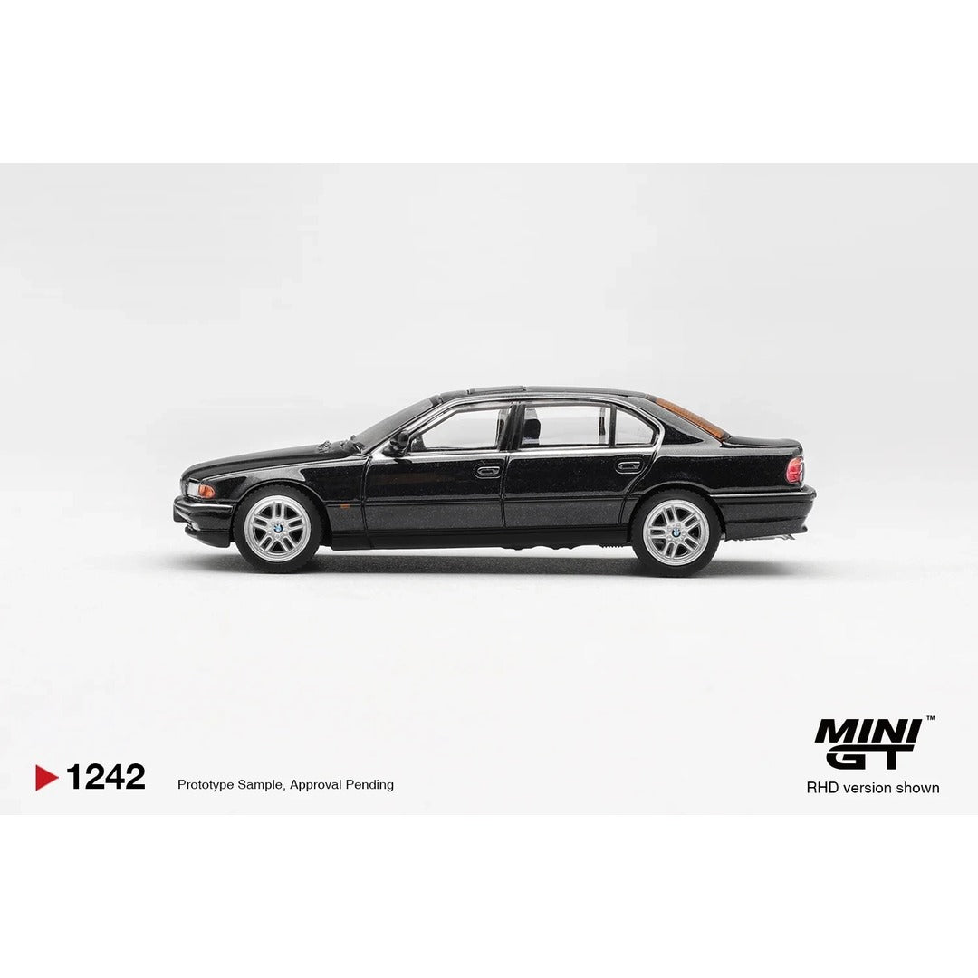 Mini GT #1242 BMW 750iL Black Sapphire - side view